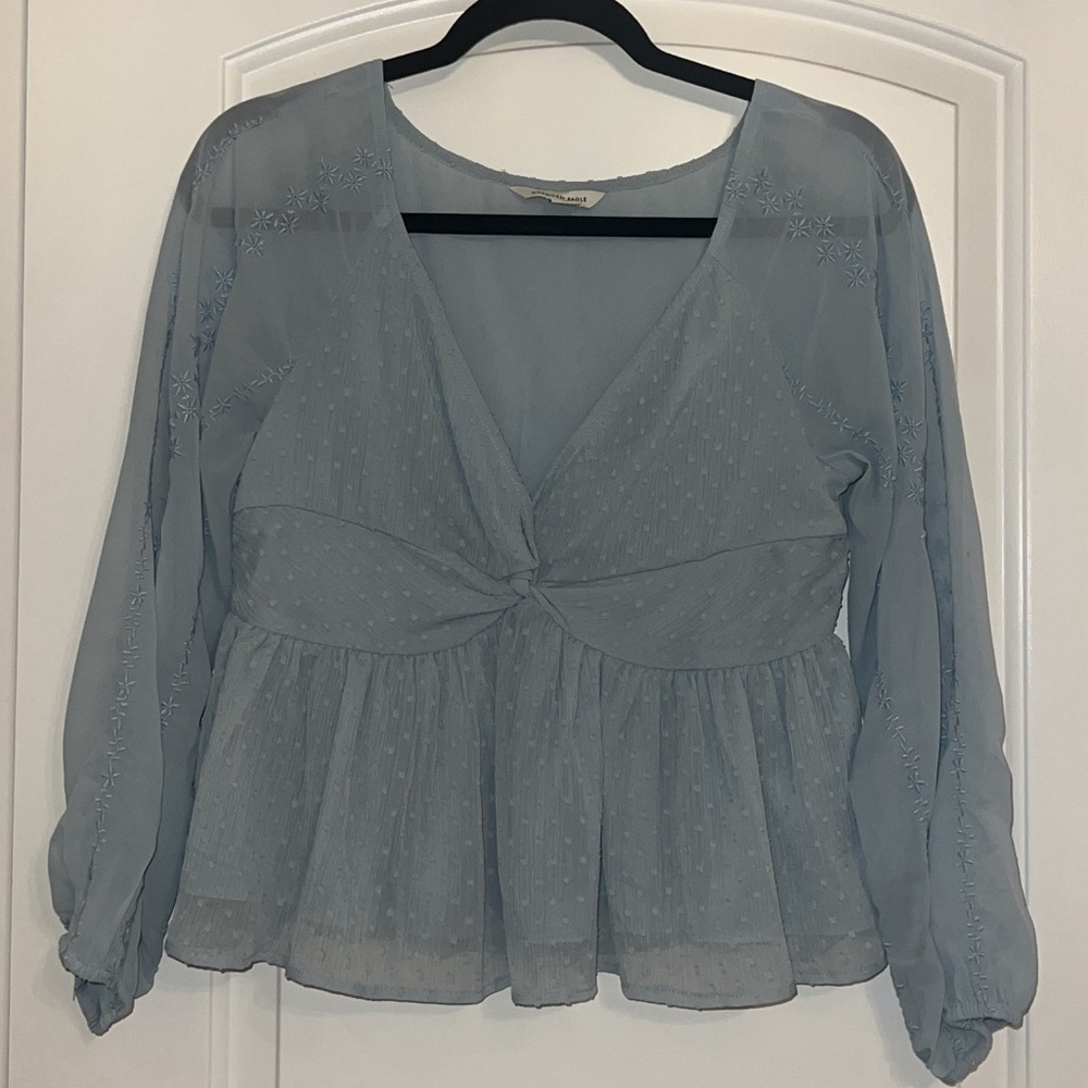 Blue Flowy Blouse